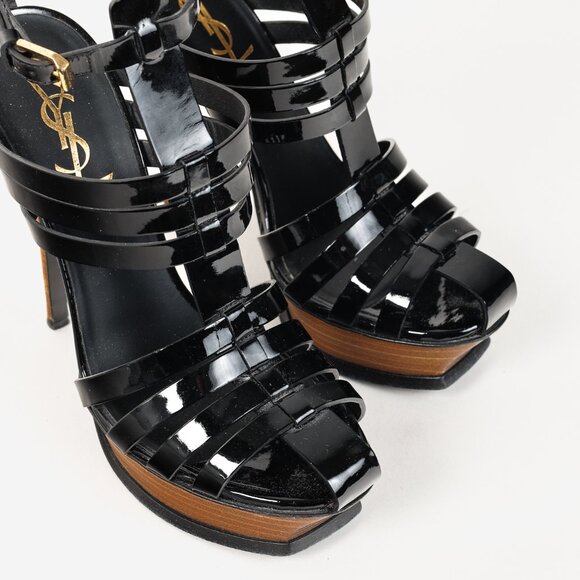 Saint Laurent Tribute Black Patent Leather Platform Sandals - Picture 6 of 11